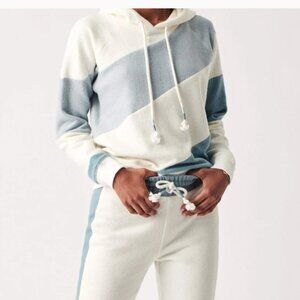 Faherty Ripple Cream and Blue Hoodie Sweatshirt Small